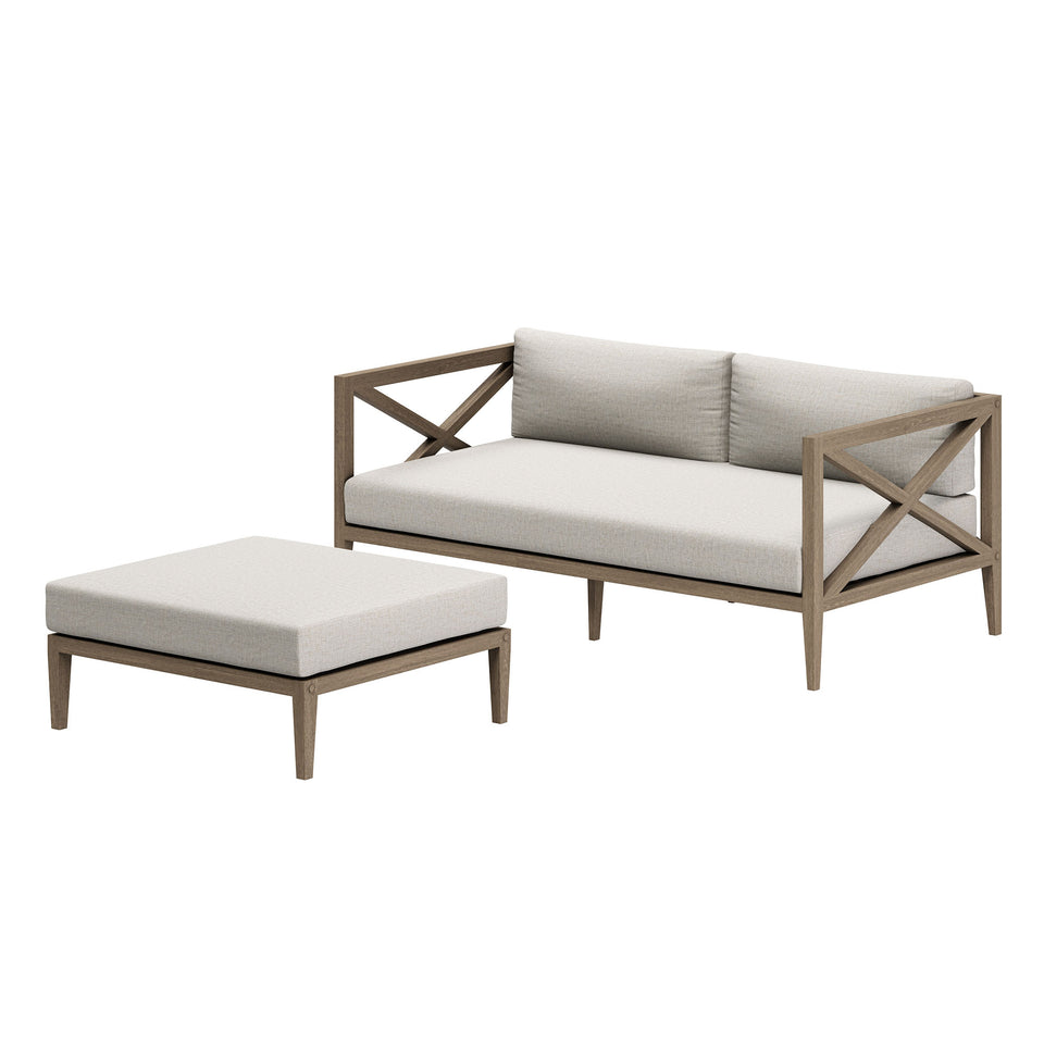 Northlake Outdoor Patio Teak Wood Loveseat and Ottoman Set by Modway