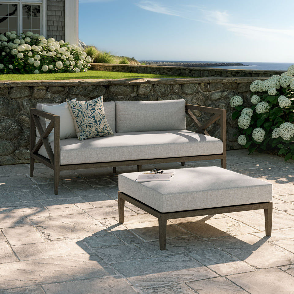 Northlake Outdoor Patio Teak Wood Loveseat and Ottoman Set by Modway