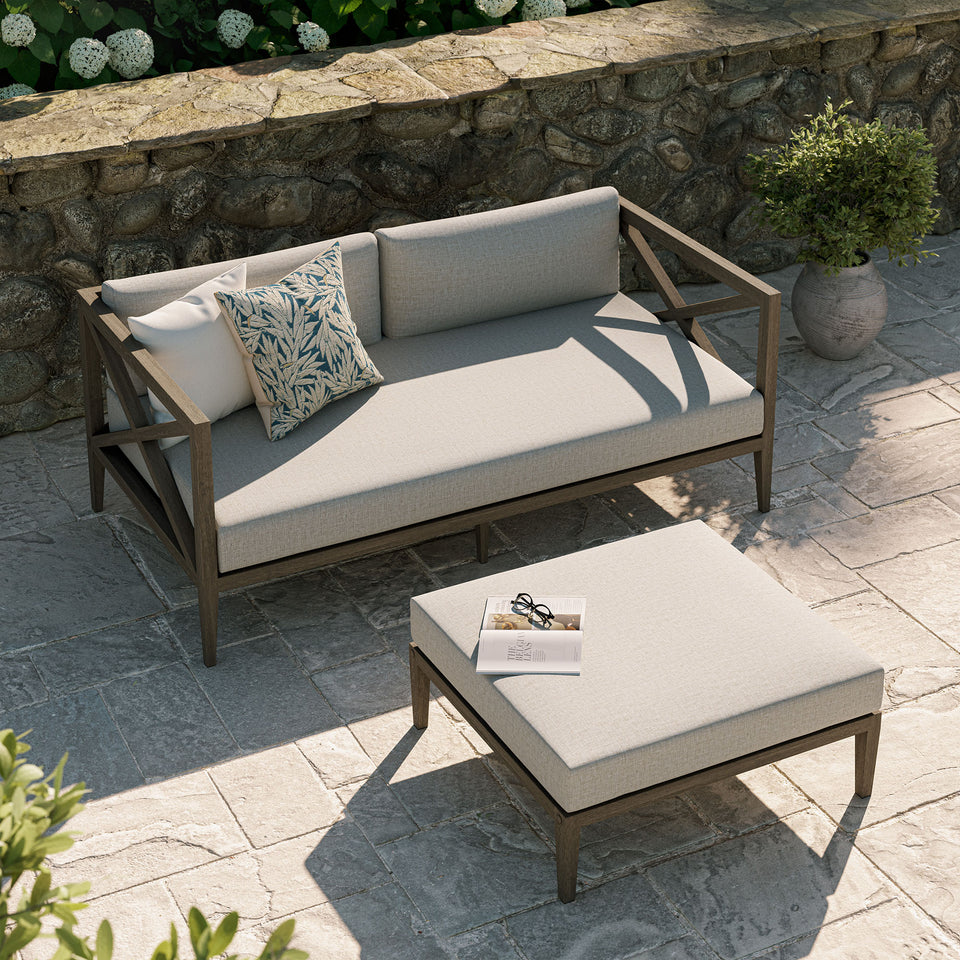 Northlake Outdoor Patio Teak Wood Loveseat and Ottoman Set by Modway