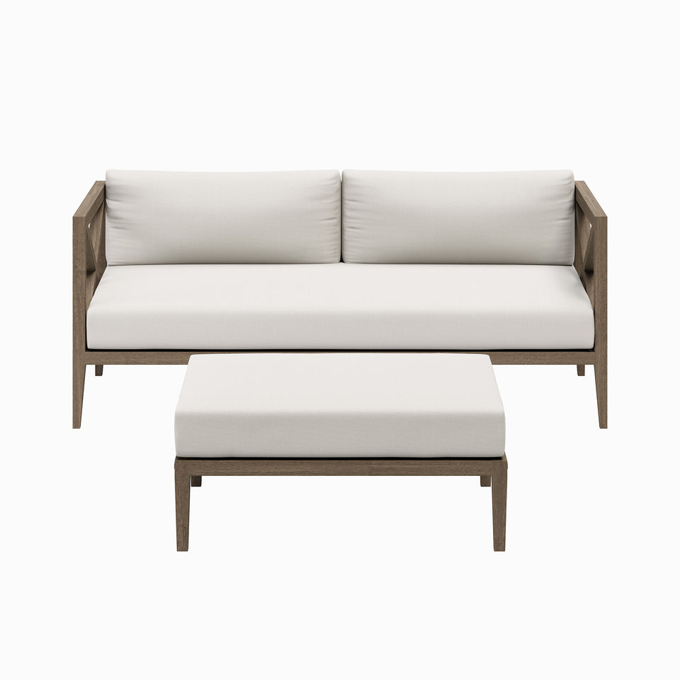 Northlake Outdoor Patio Teak Wood Loveseat and Ottoman Set by Modway