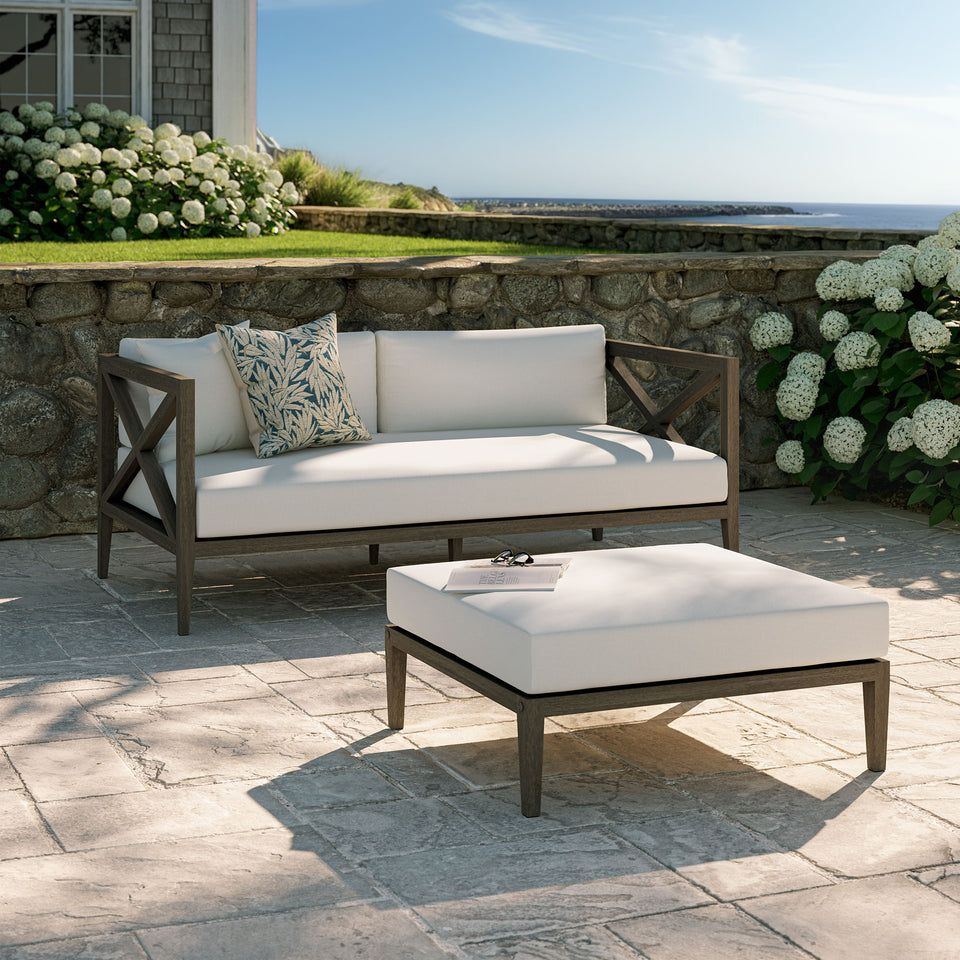 Northlake Outdoor Patio Teak Wood Loveseat and Ottoman Set by Modway