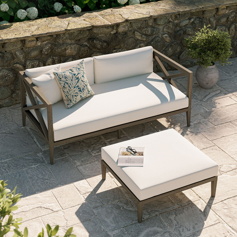 Northlake Outdoor Patio Teak Wood Loveseat and Ottoman Set by Modway