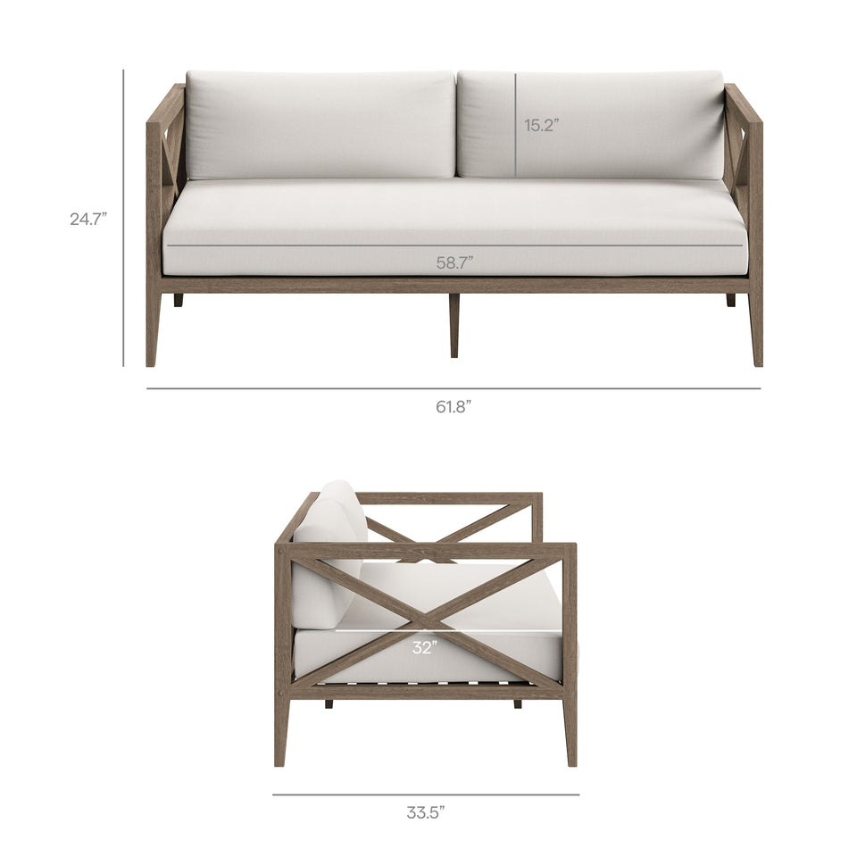 Northlake Outdoor Patio Teak Wood Loveseat and Ottoman Set by Modway