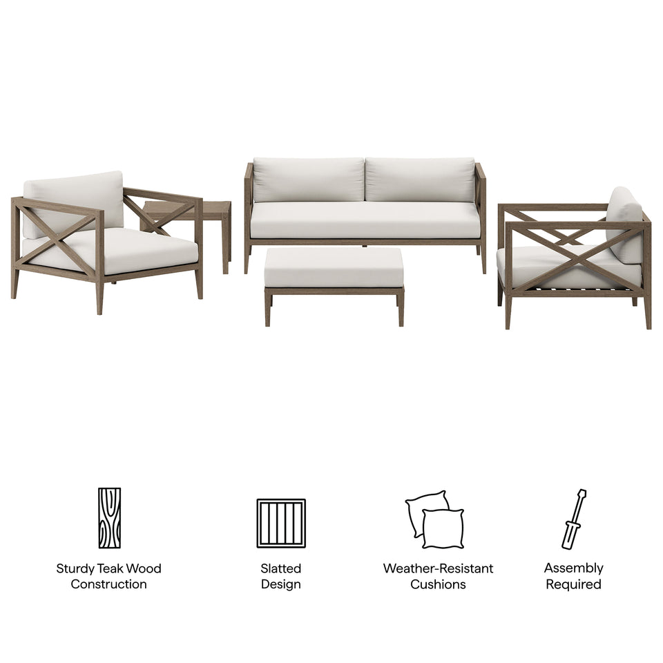Northlake 5-Piece Outdoor Patio Teak Wood Furniture Set by Modway