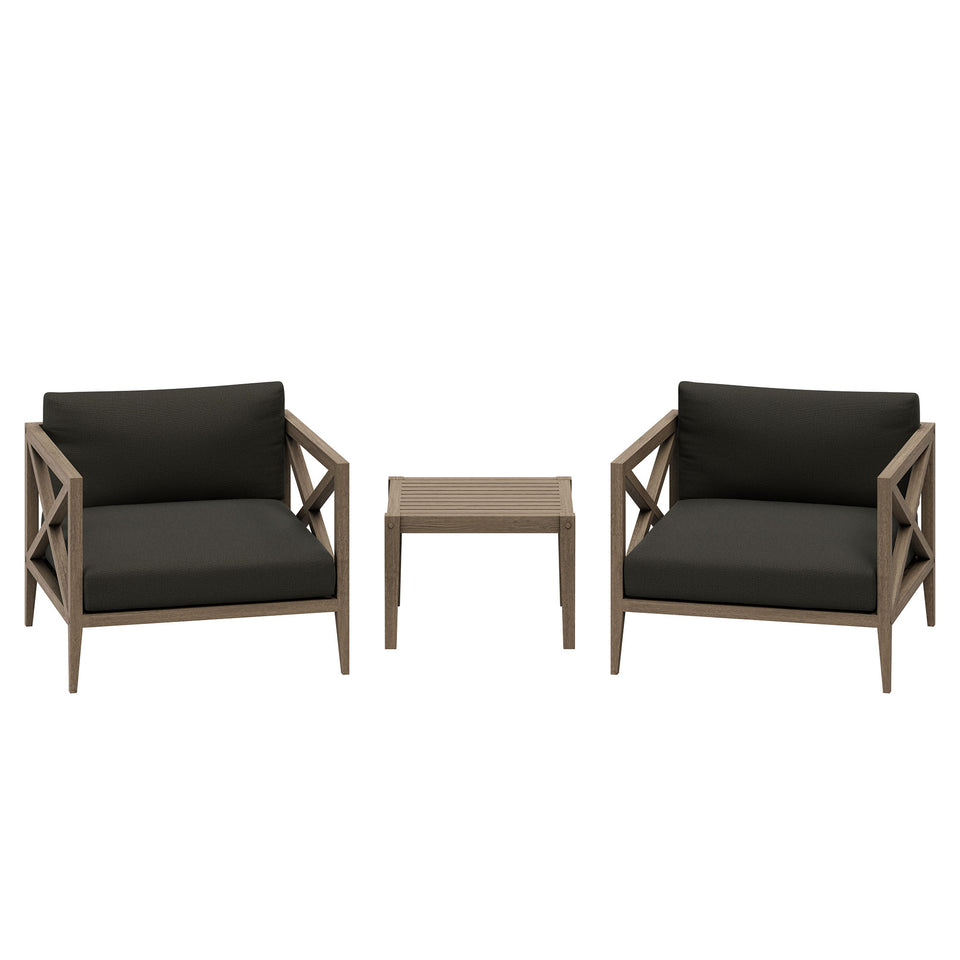 Northlake 3-Piece Outdoor Patio Teak Wood Furniture Set with Armchair and Side Table by Modway