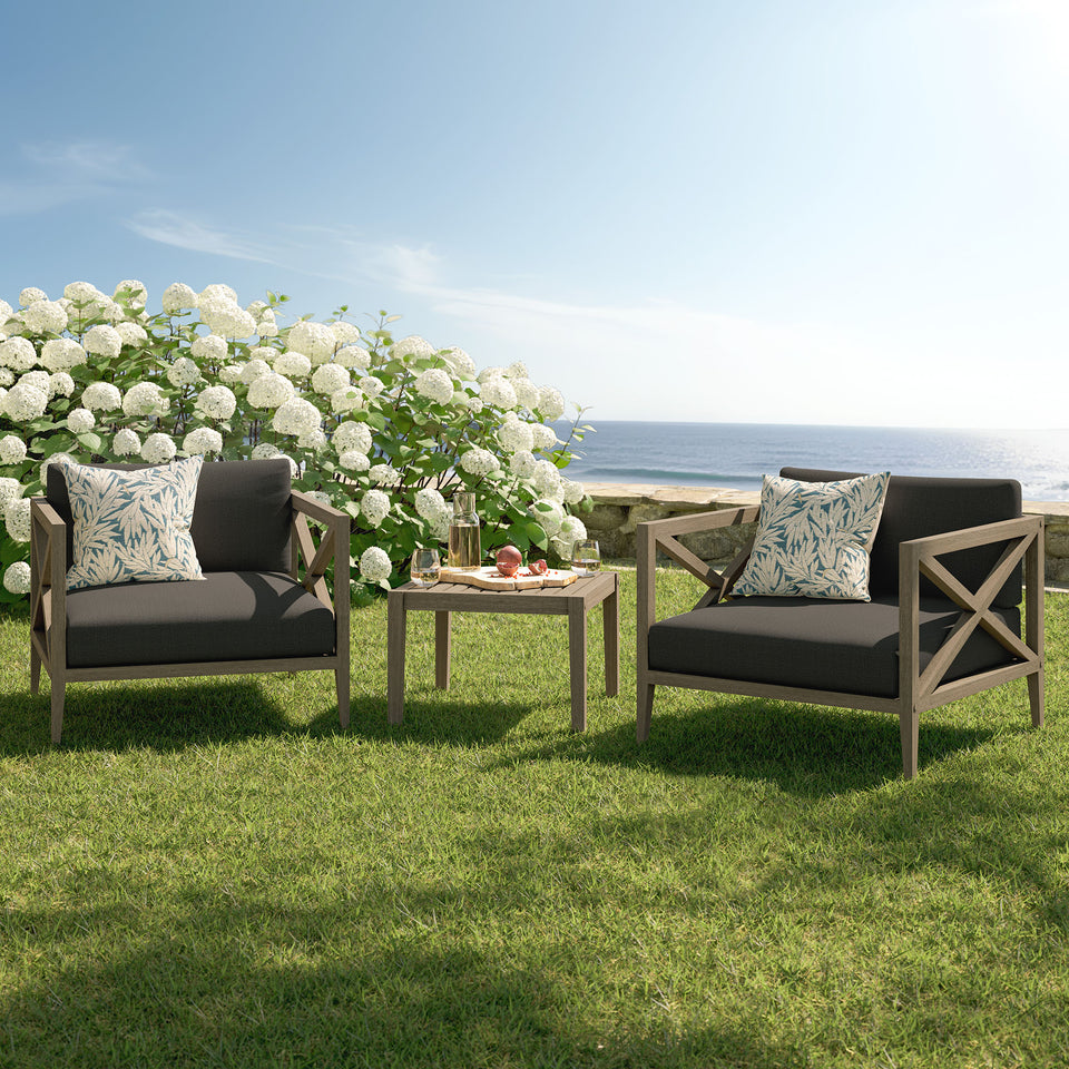 Northlake 3-Piece Outdoor Patio Teak Wood Furniture Set with Armchair and Side Table by Modway