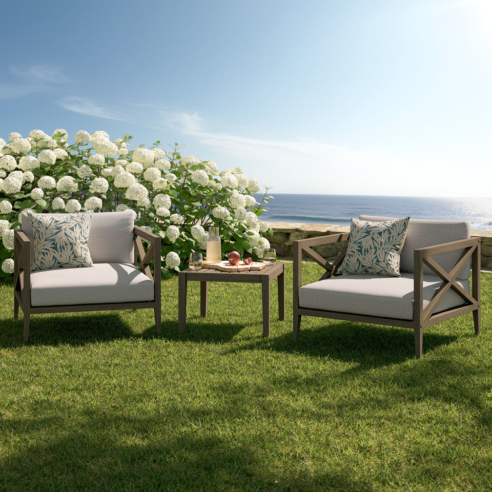 Northlake 3-Piece Outdoor Patio Teak Wood Furniture Set with Armchair and Side Table by Modway
