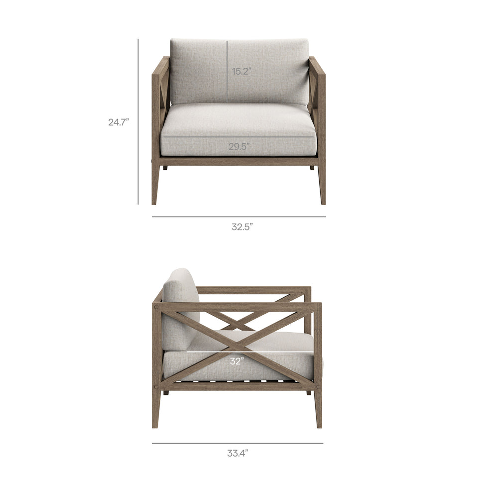 Northlake 3-Piece Outdoor Patio Teak Wood Furniture Set with Armchair and Side Table by Modway
