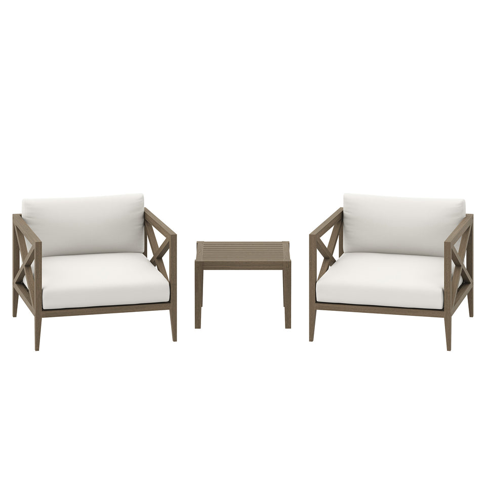 Northlake 3-Piece Outdoor Patio Teak Wood Furniture Set with Armchair and Side Table by Modway