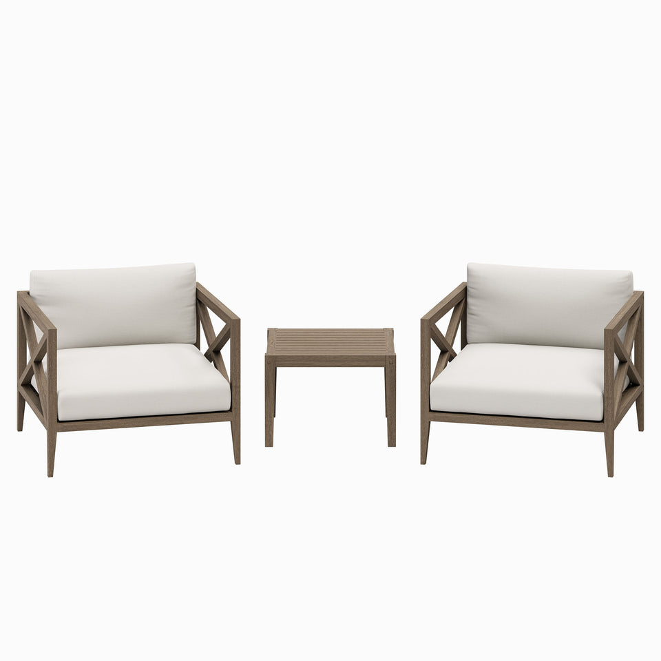 Northlake 3-Piece Outdoor Patio Teak Wood Furniture Set with Armchair and Side Table by Modway