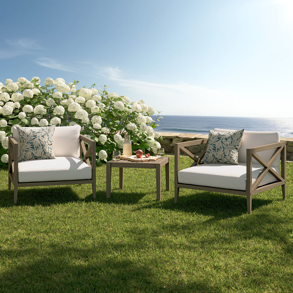 Northlake 3-Piece Outdoor Patio Teak Wood Furniture Set with Armchair and Side Table by Modway