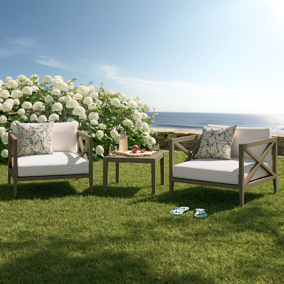 Northlake 3-Piece Outdoor Patio Teak Wood Furniture Set with Armchair and Side Table by Modway
