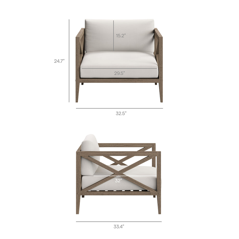 Northlake 3-Piece Outdoor Patio Teak Wood Furniture Set with Armchair and Side Table by Modway