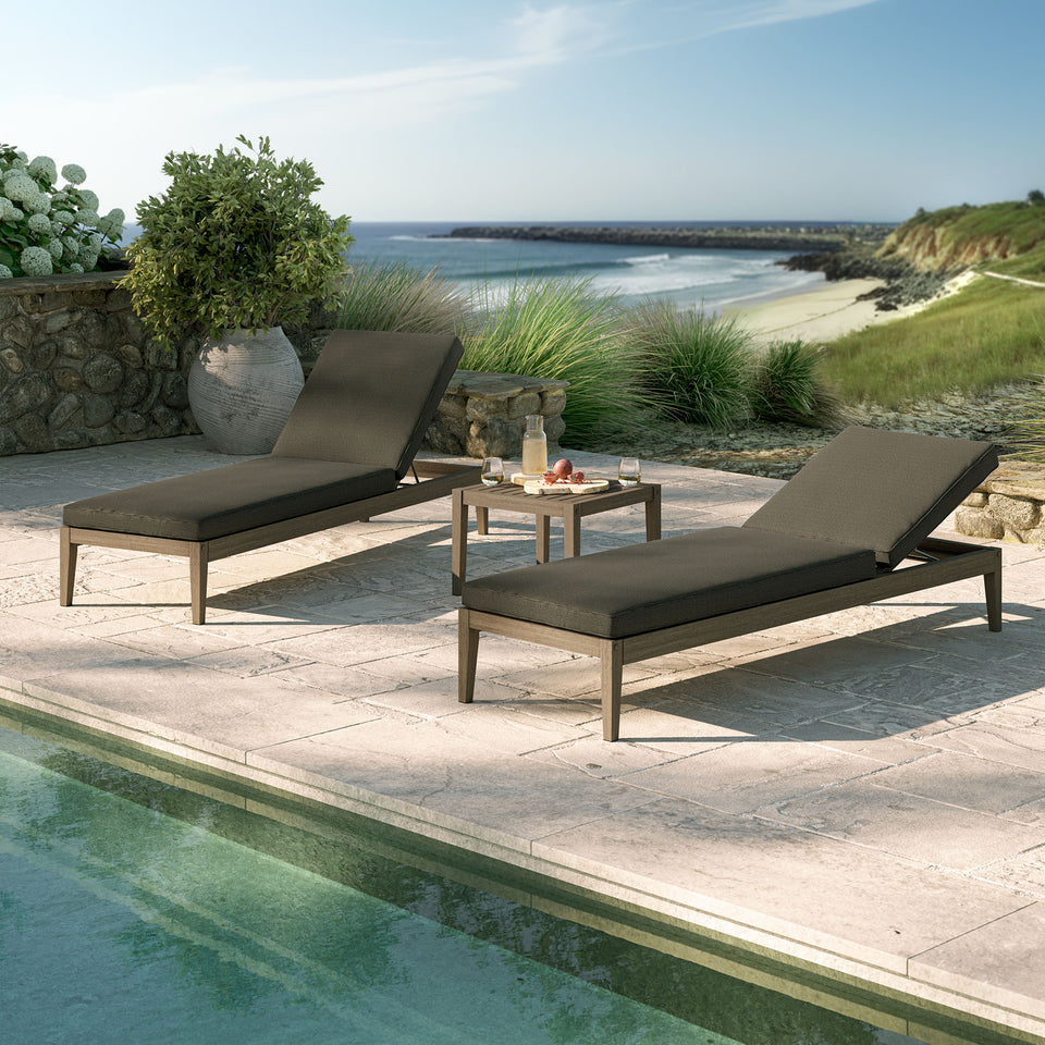 Northlake 3-Piece Outdoor Patio Teak Wood Furniture Set with Chaise Lounges and Side Table by Modway