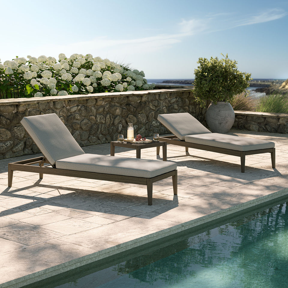 Northlake 3-Piece Outdoor Patio Teak Wood Furniture Set with Chaise Lounges and Side Table by Modway