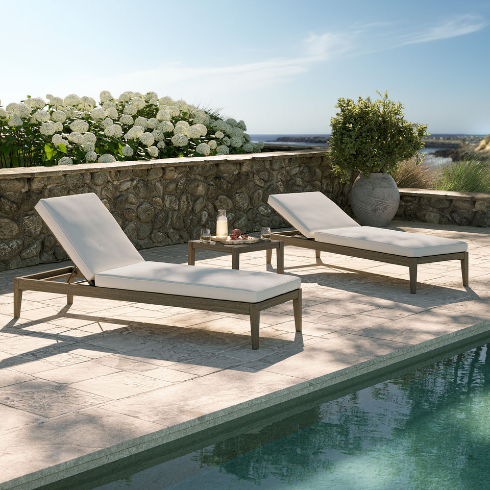 Northlake 3-Piece Outdoor Patio Teak Wood Furniture Set with Chaise Lounges and Side Table by Modway