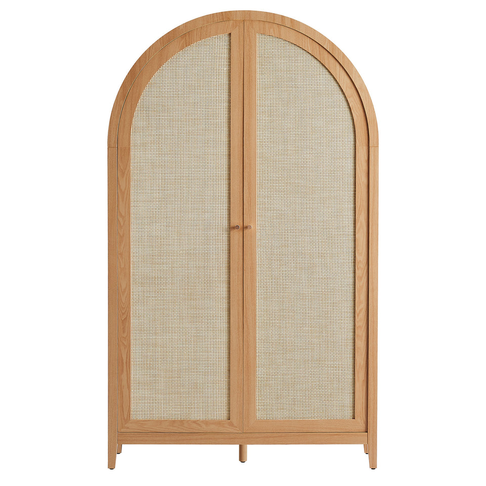 Calista 79" Tall Wide Rattan Arched Storage Cabinet by Modway