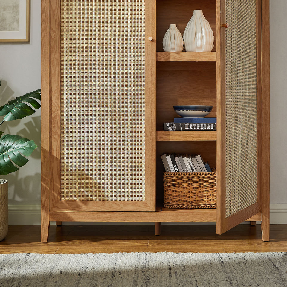Calista 79" Tall Wide Rattan Arched Storage Cabinet by Modway