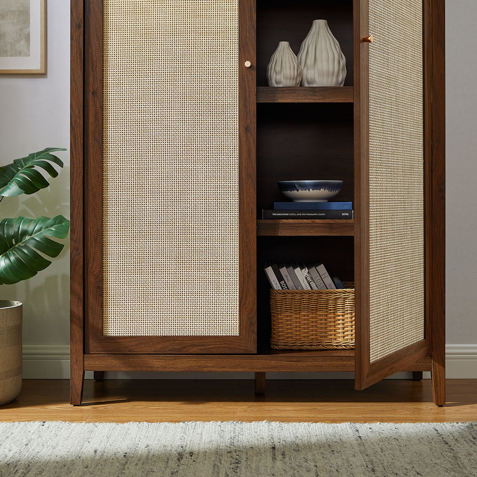 Calista 79" Tall Wide Rattan Arched Storage Cabinet by Modway