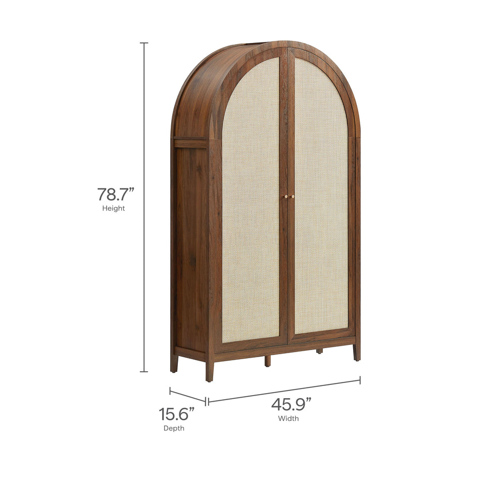 Calista 79" Tall Wide Rattan Arched Storage Cabinet by Modway