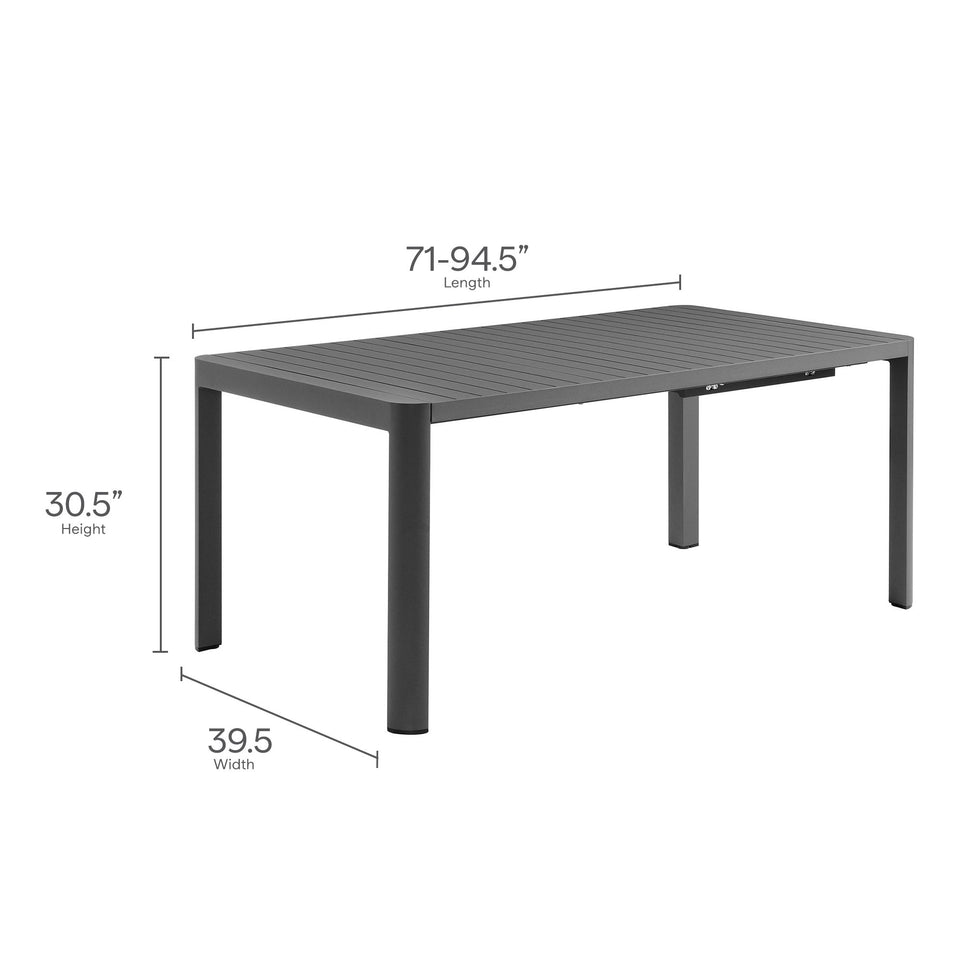 Tahoe 9-Piece Outdoor Patio Aluminum Dining Set With Extendable Table by Modway