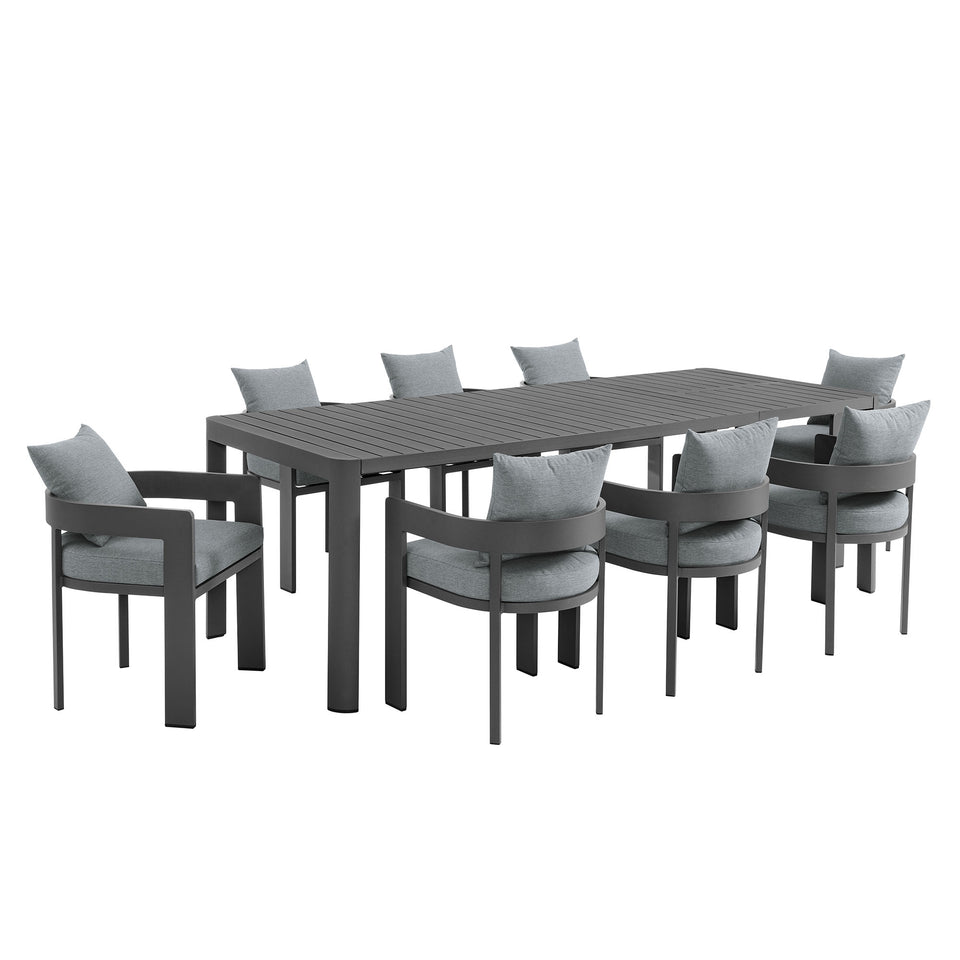 Tahoe 9-Piece Outdoor Patio Aluminum Dining Set With Extendable Table by Modway