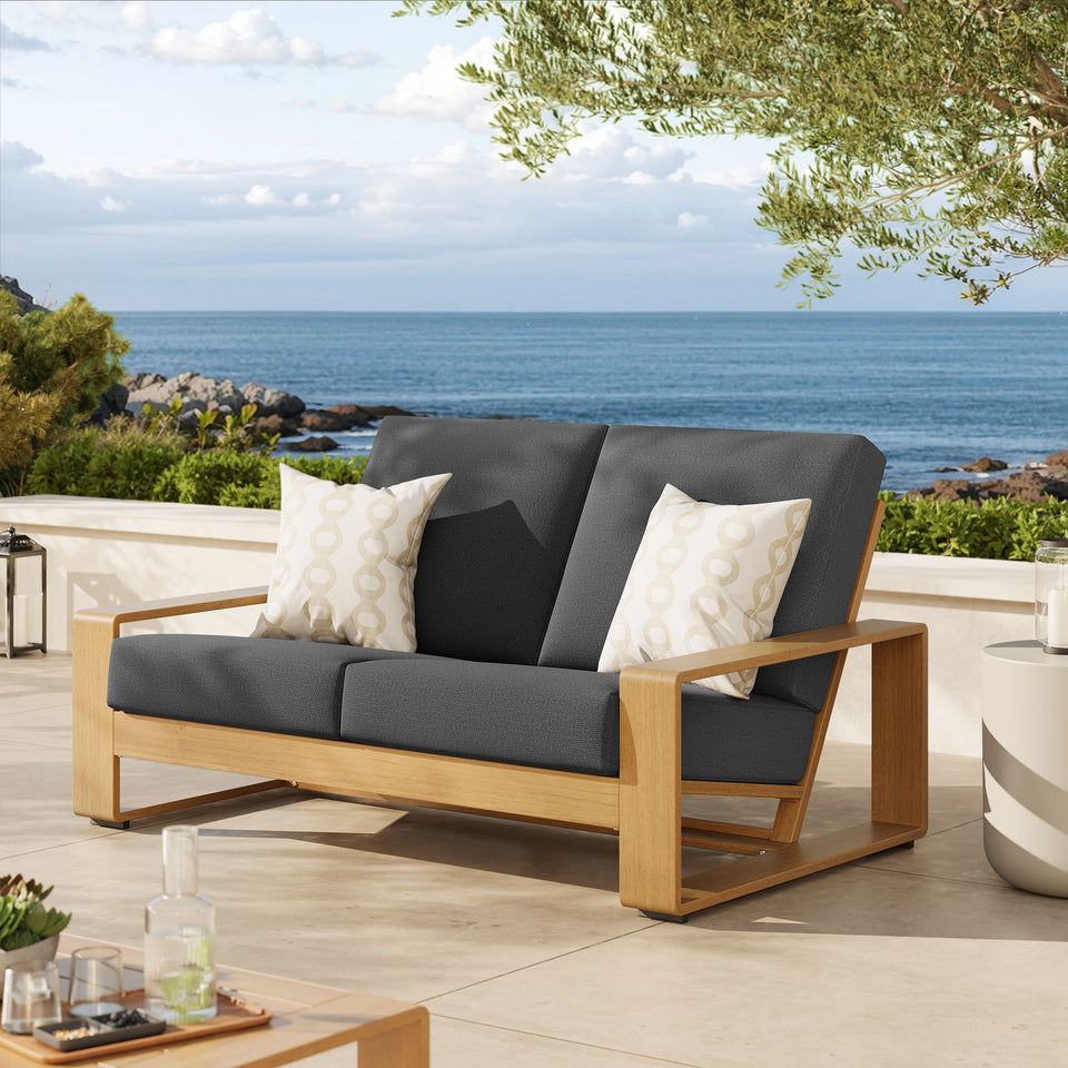 Lirienne Outdoor Patio Aluminum Faux Wood Loveseat by Modway