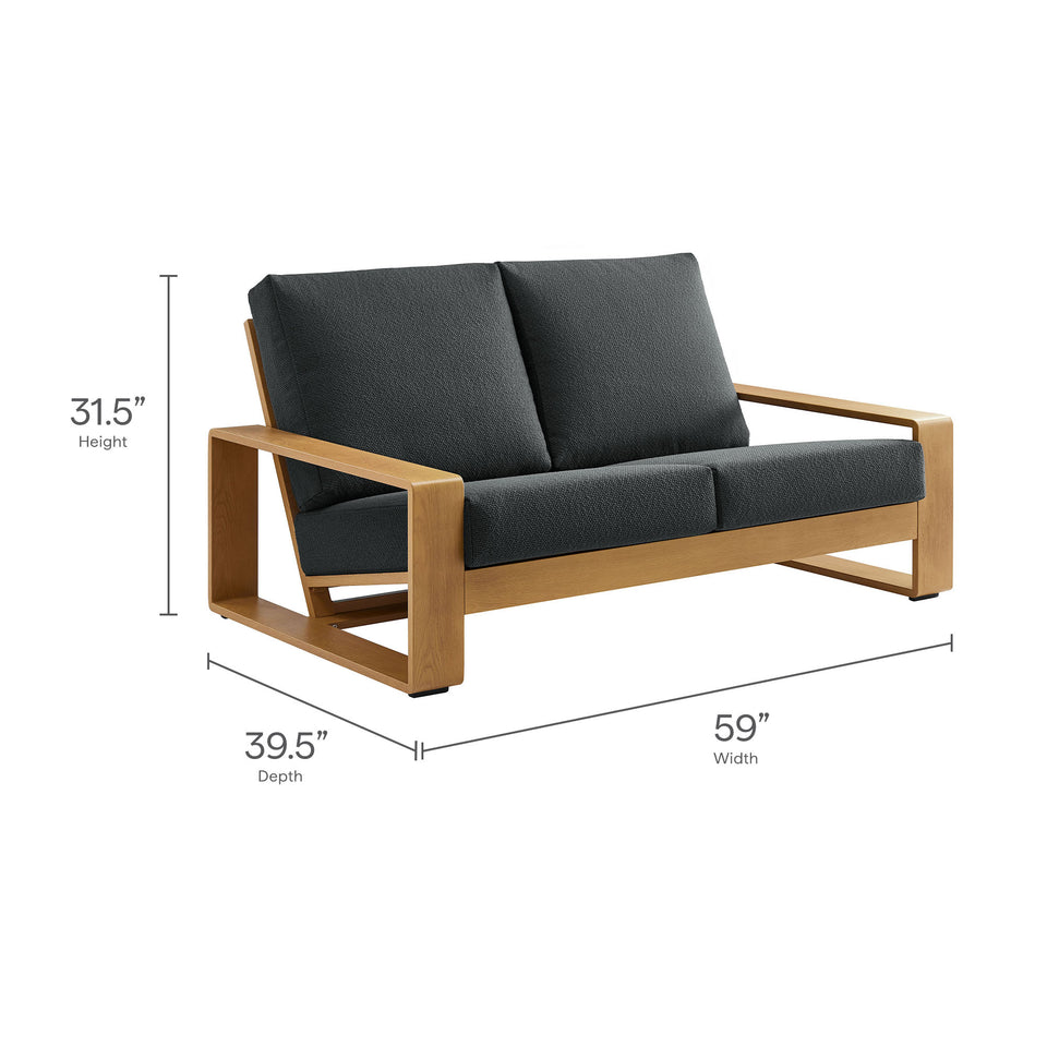 Lirienne Outdoor Patio Aluminum Faux Wood Loveseat by Modway