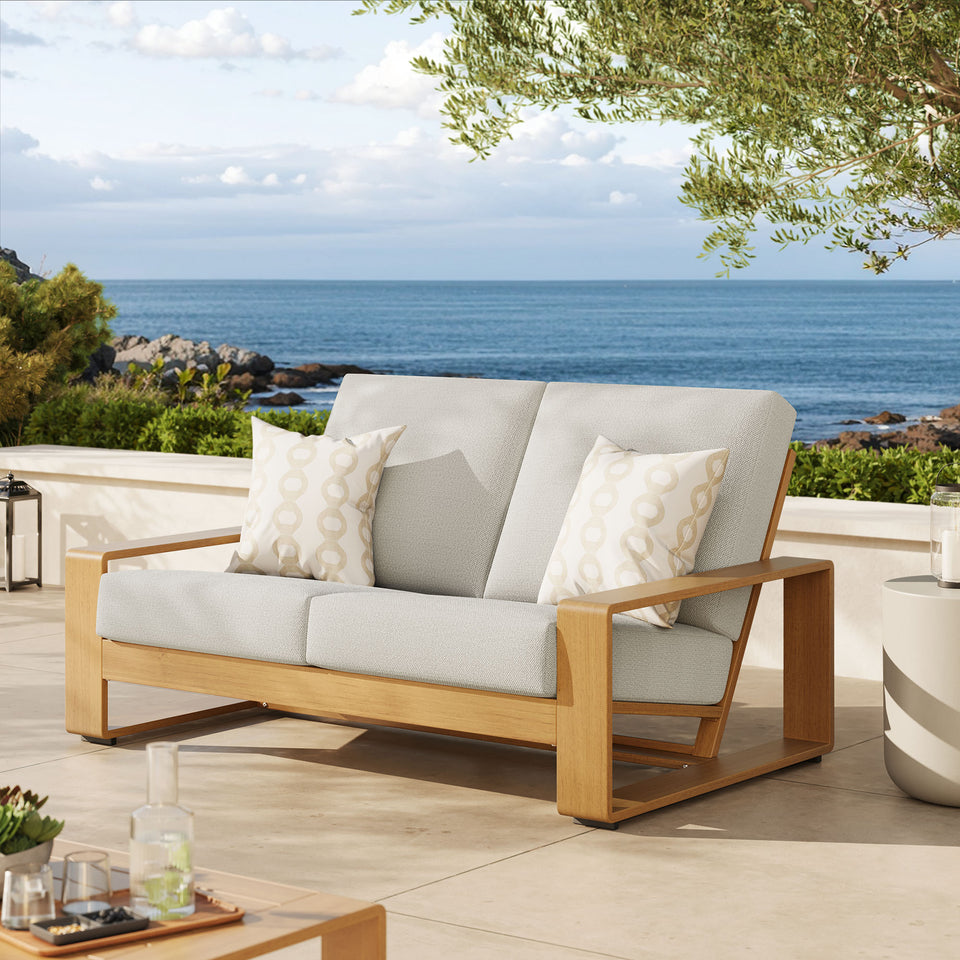 Lirienne Outdoor Patio Aluminum Faux Wood Loveseat by Modway