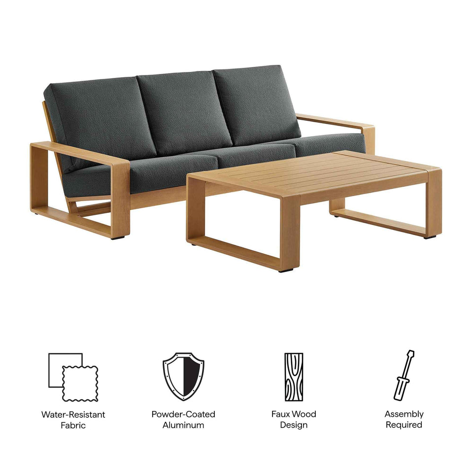 Lirienne 2-Piece Outdoor Patio Aluminum Faux Wood Furniture Set by Modway