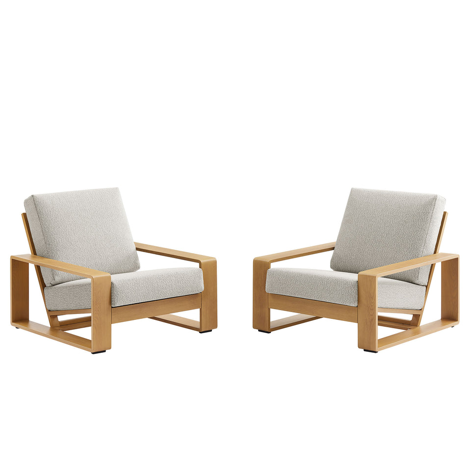 Lirienne Outdoor Patio Aluminum Faux Wood Armchairs Set of 2 by Modway