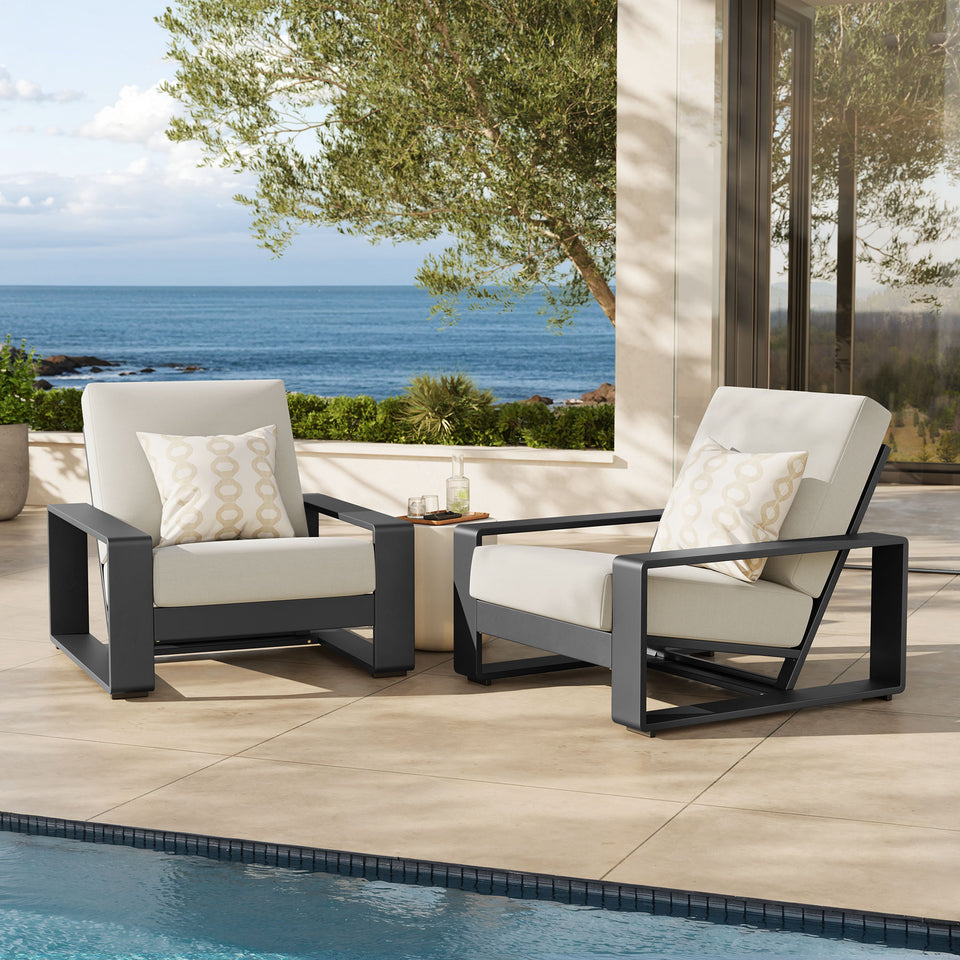 Lirienne Outdoor Patio Aluminum Faux Wood Armchairs Set of 2 by Modway