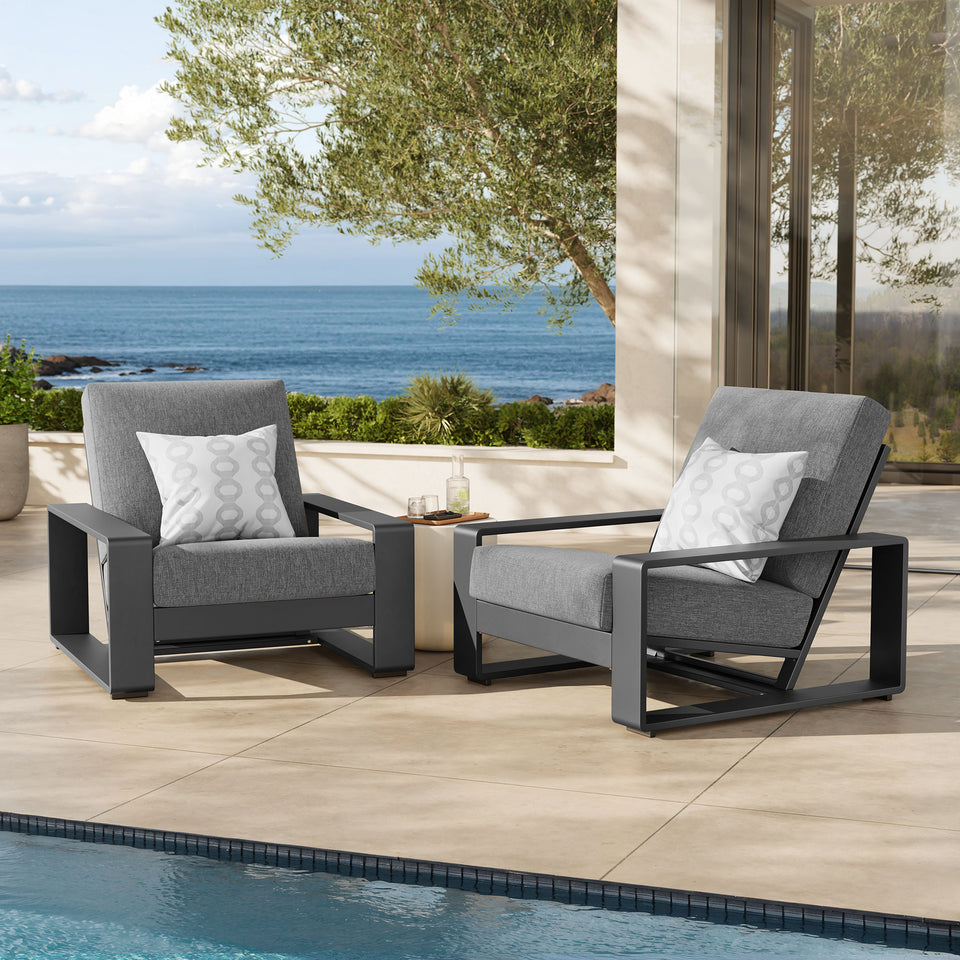 Lirienne Outdoor Patio Aluminum Faux Wood Armchairs Set of 2 by Modway