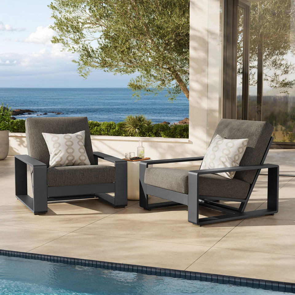 Lirienne Outdoor Patio Aluminum Faux Wood Armchairs Set of 2 by Modway
