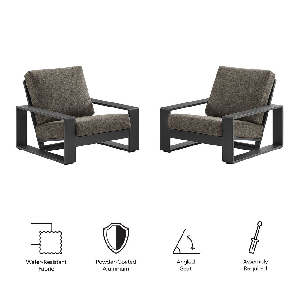 Lirienne Outdoor Patio Aluminum Faux Wood Armchairs Set of 2 by Modway