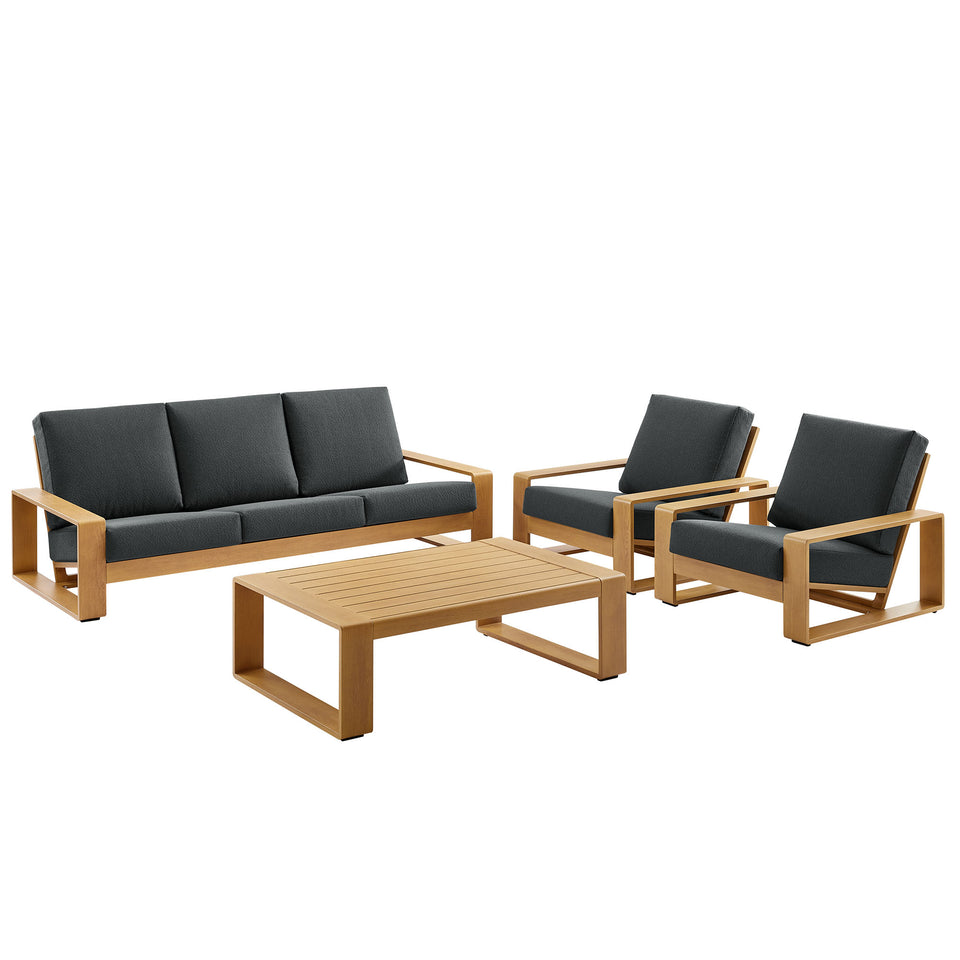 Lirienne 4-Piece Outdoor Patio Aluminum Faux Wood Furniture Set by Modway