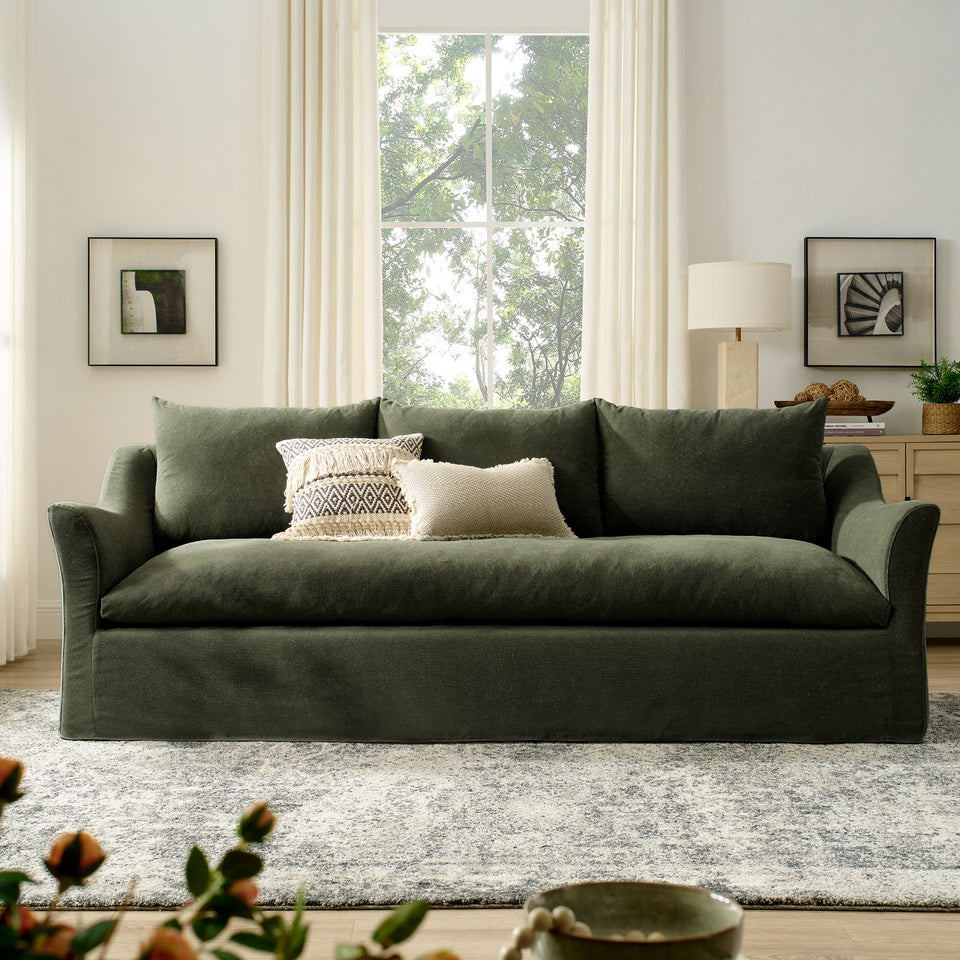 Somerset 92" Linen Blend Slipcovered Sofa by Modway
