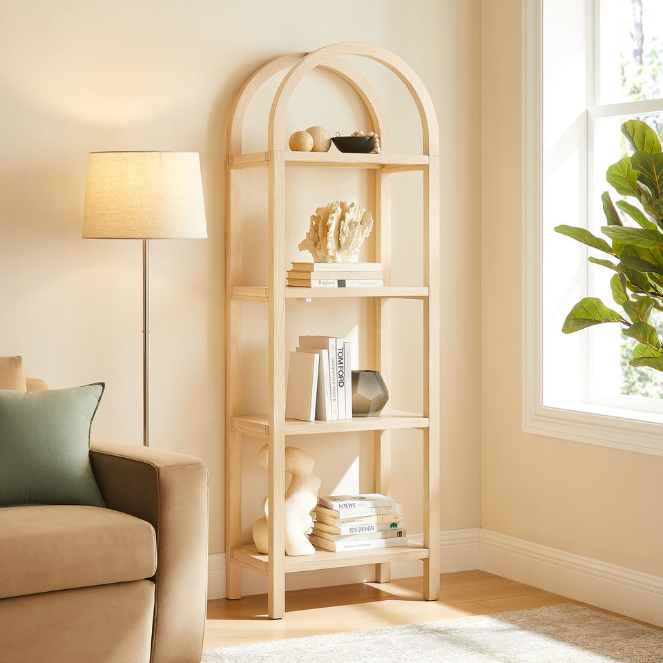 Vexley 72 Inch Tall Narrow Arched Bookshelf by Modway