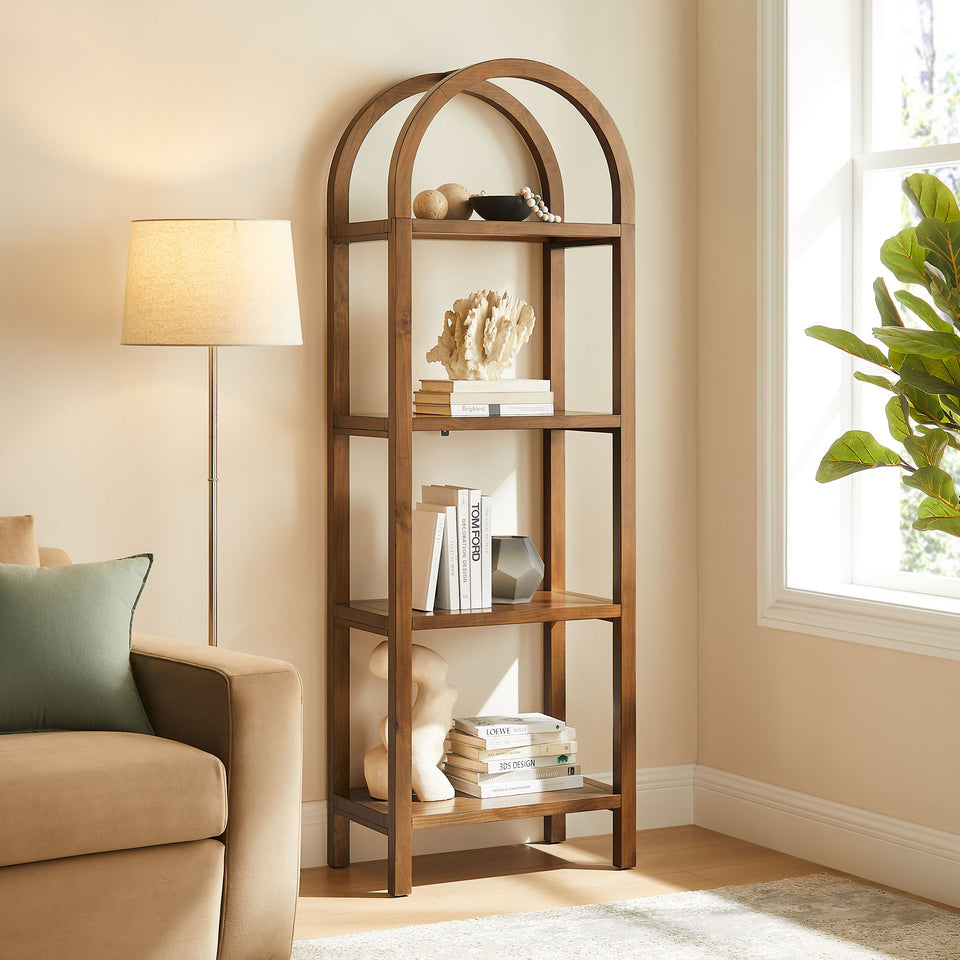 Vexley 72 Inch Tall Narrow Arched Bookshelf by Modway