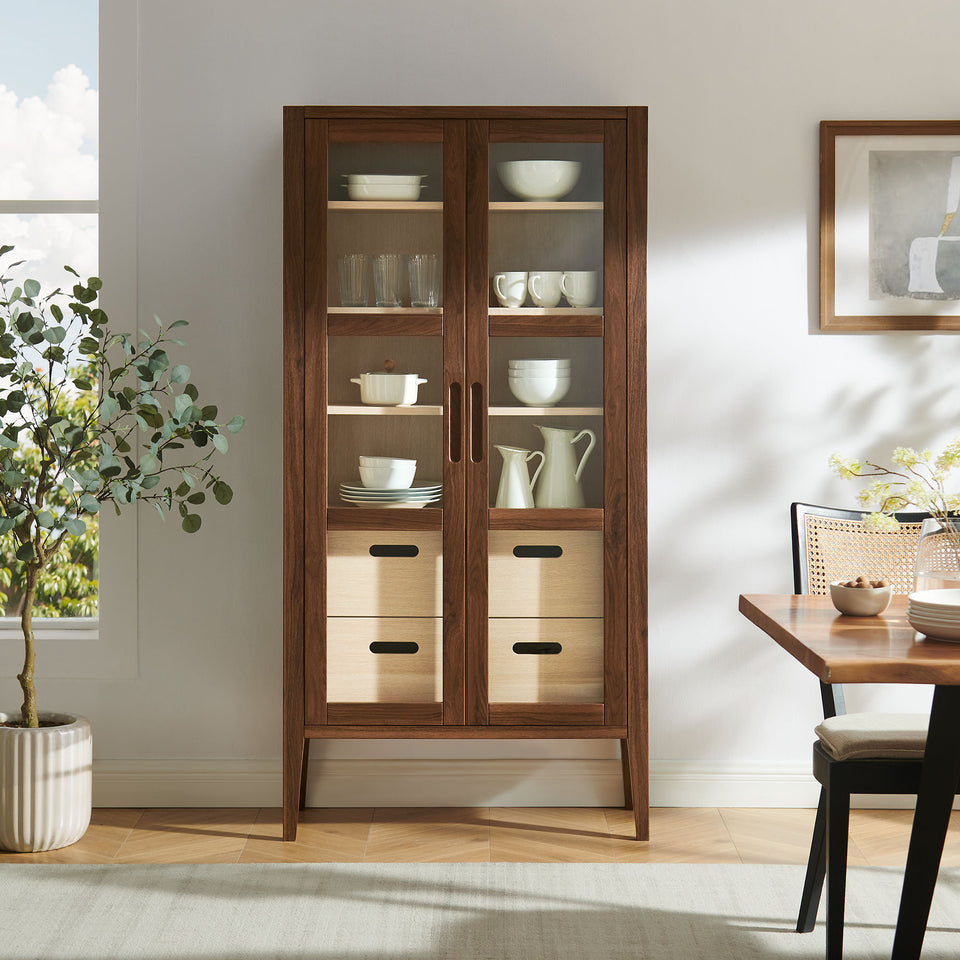 Nell 71" Glass Door Tall Display Storage Cabinet by Modway