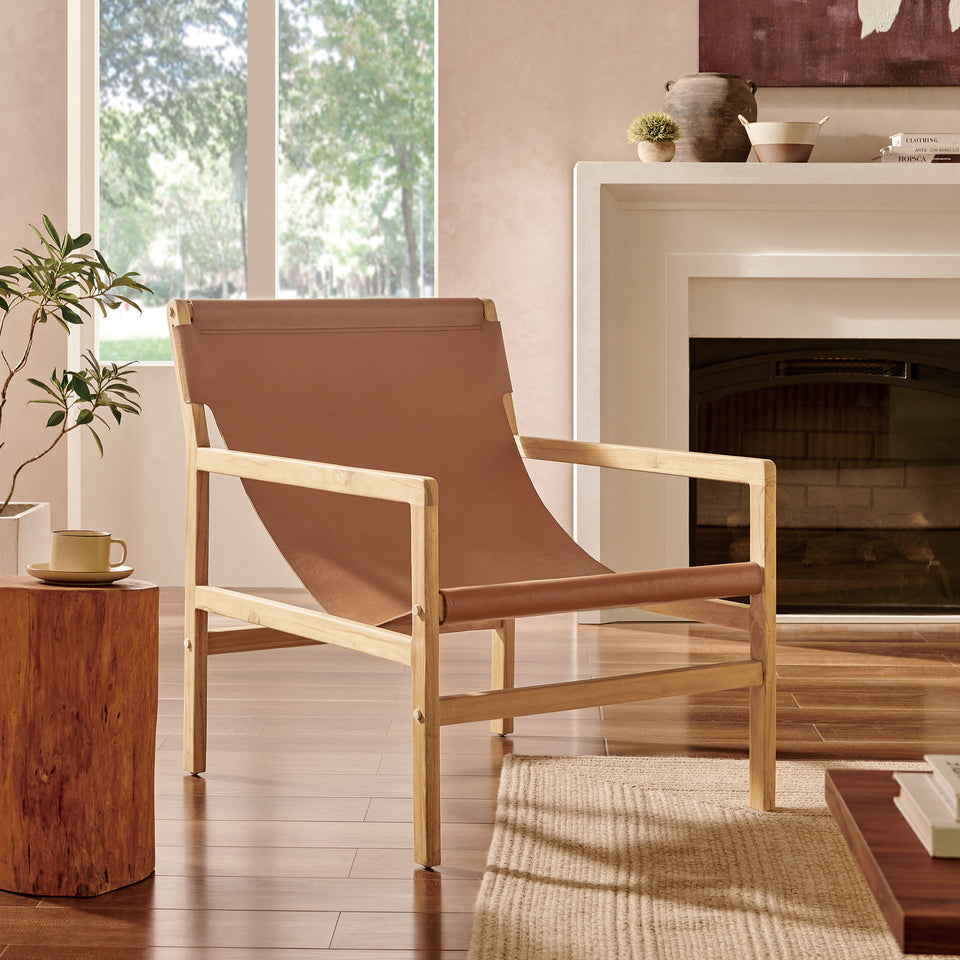 Sonora Leather Sling Chair by Modway