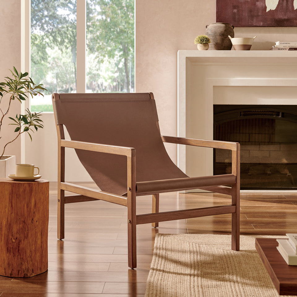 Sonora Leather Sling Chair by Modway