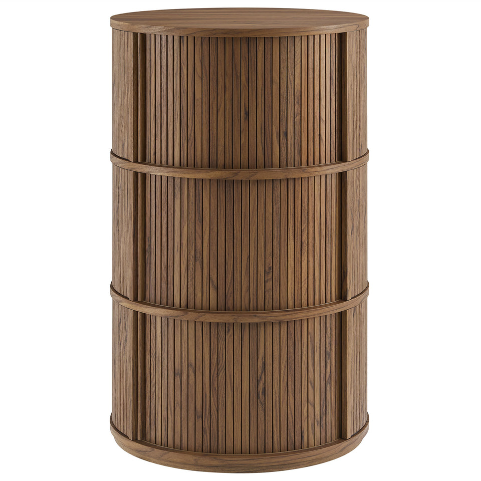 Clement Round Pedestal Stand Storage Table With Sliding Tambour Doors by Modway