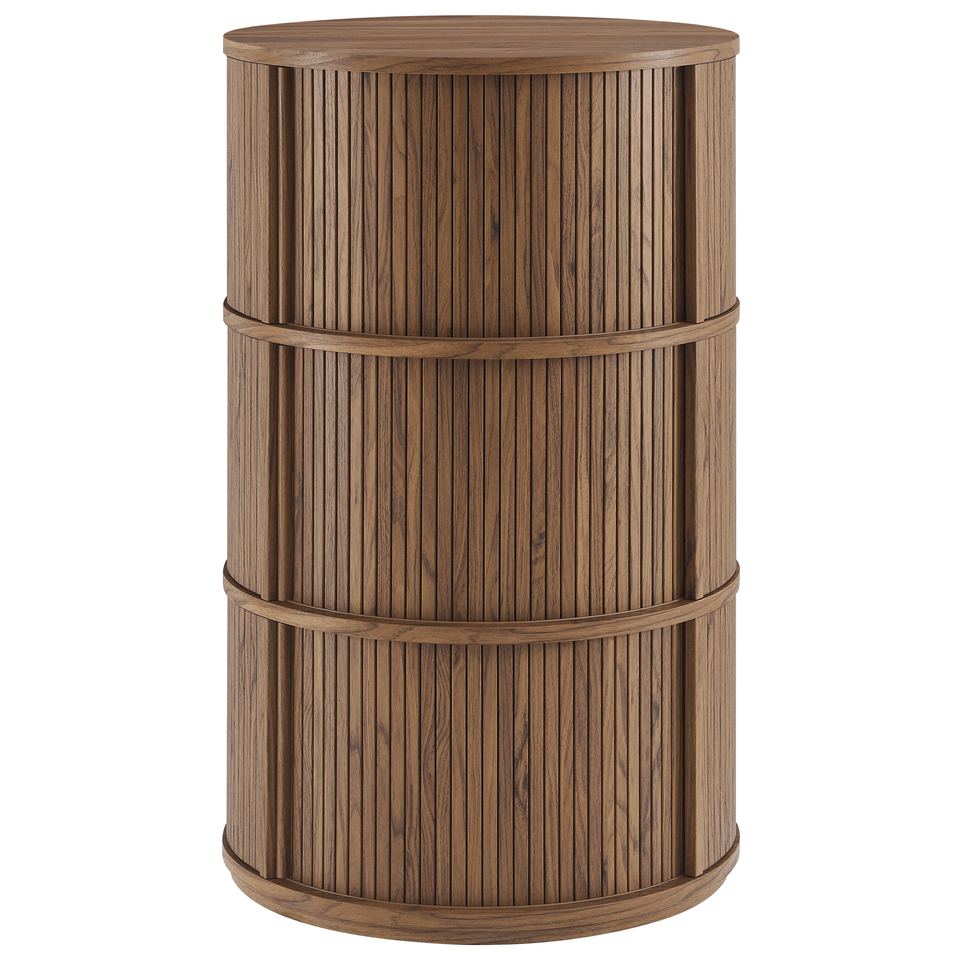 Clement Round Pedestal Stand Storage Table With Sliding Tambour Doors by Modway