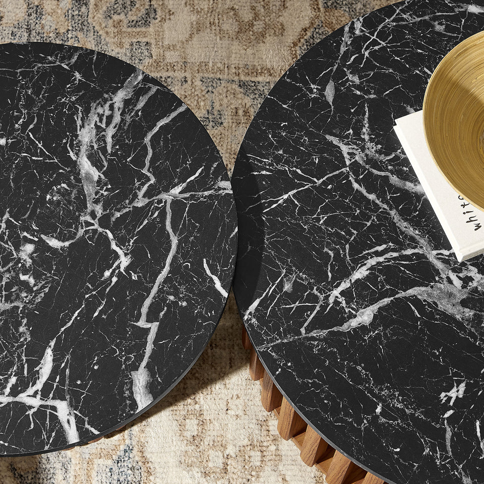 Fortitude Round Faux Marble Top Nesting Coffee Table by Modway