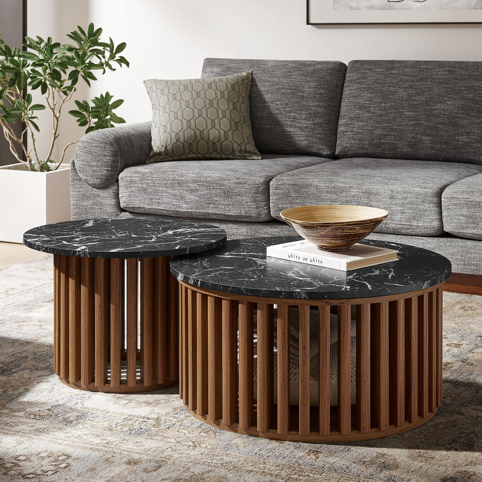 Fortitude Round Faux Marble Top Nesting Coffee Table by Modway