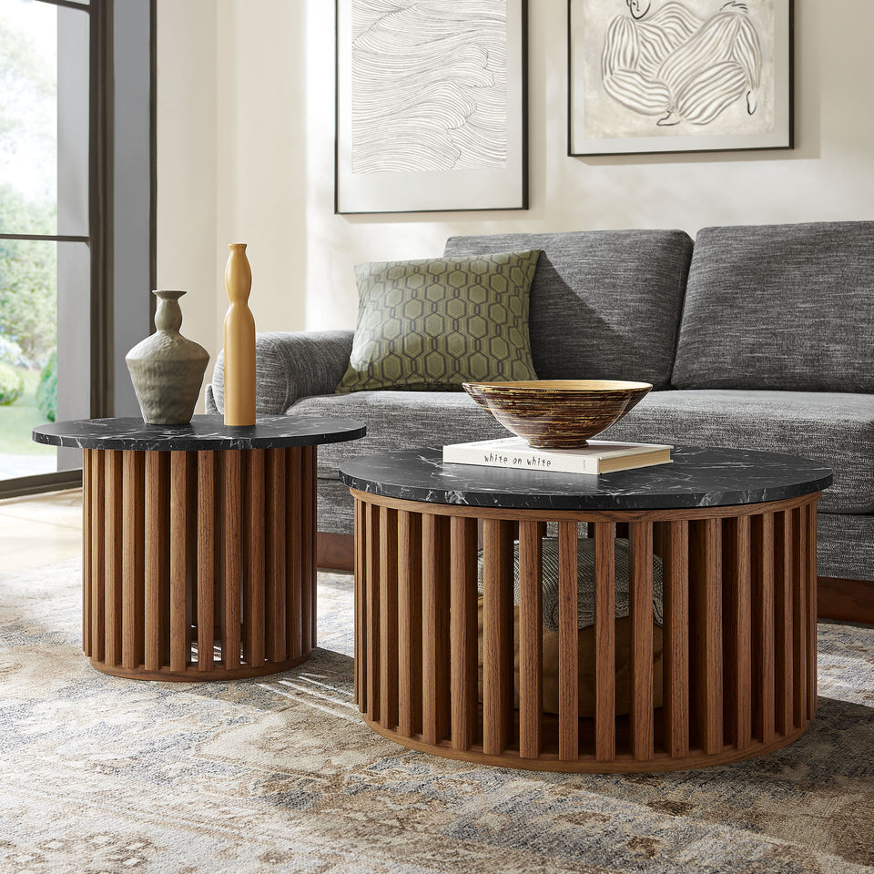 Fortitude Round Faux Marble Top Nesting Coffee Table by Modway