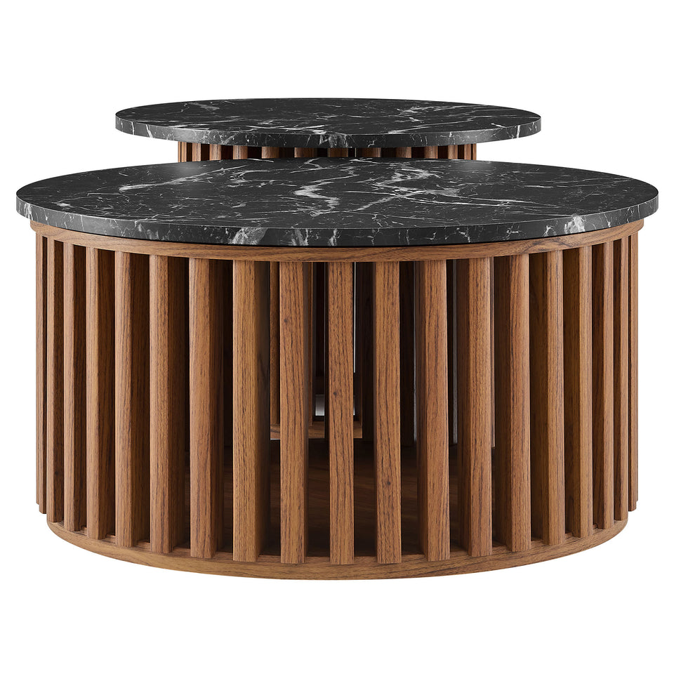 Fortitude Round Faux Marble Top Nesting Coffee Table by Modway