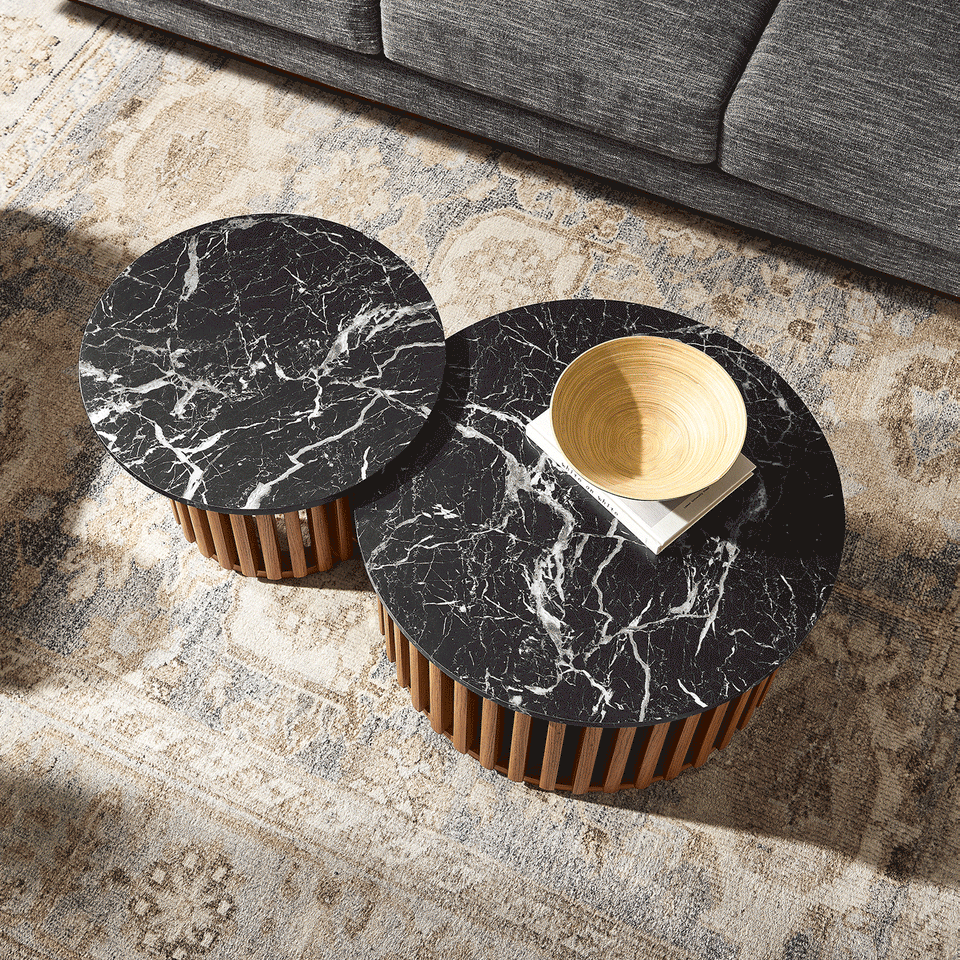Fortitude Round Faux Marble Top Nesting Coffee Table by Modway