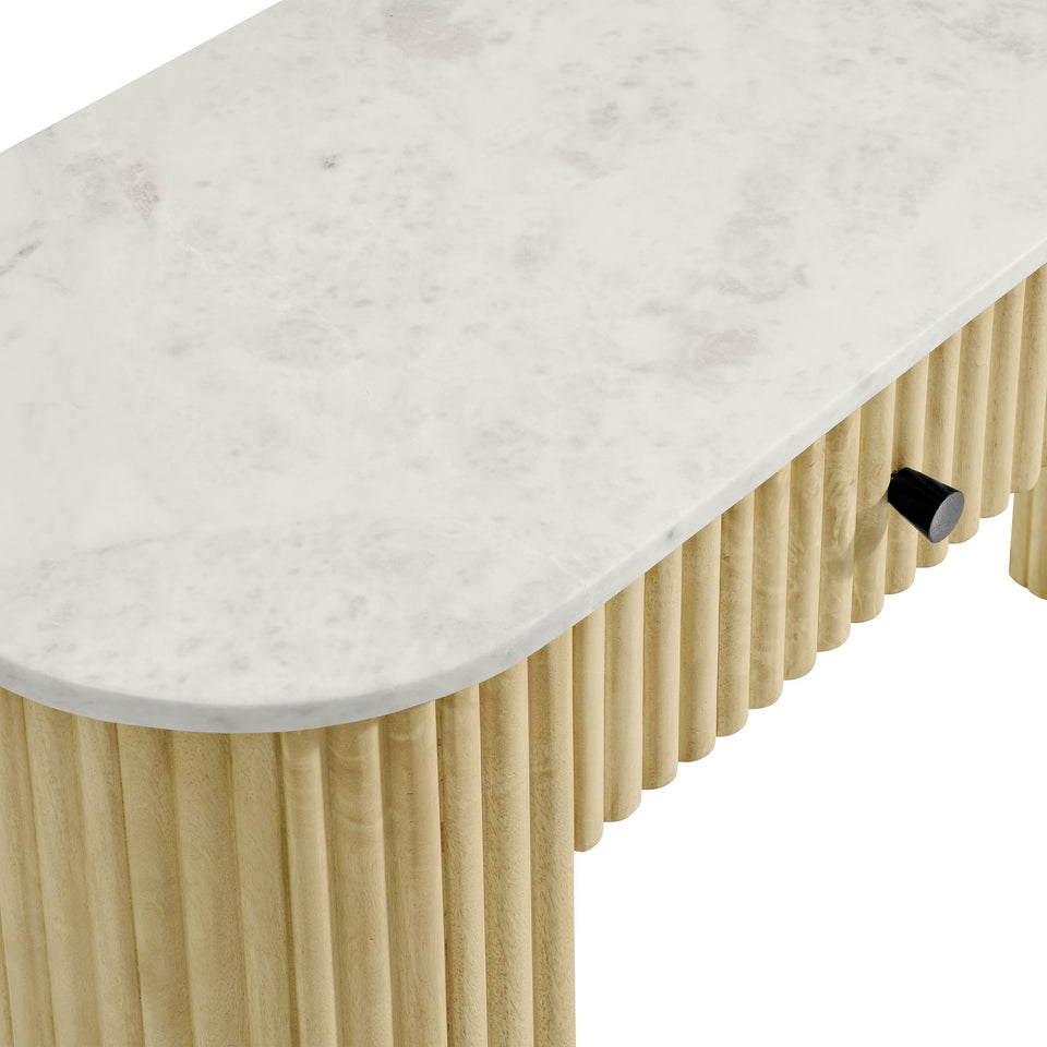 Caldera 42" Curved Solid Wood and Marble Console Table by Modway
